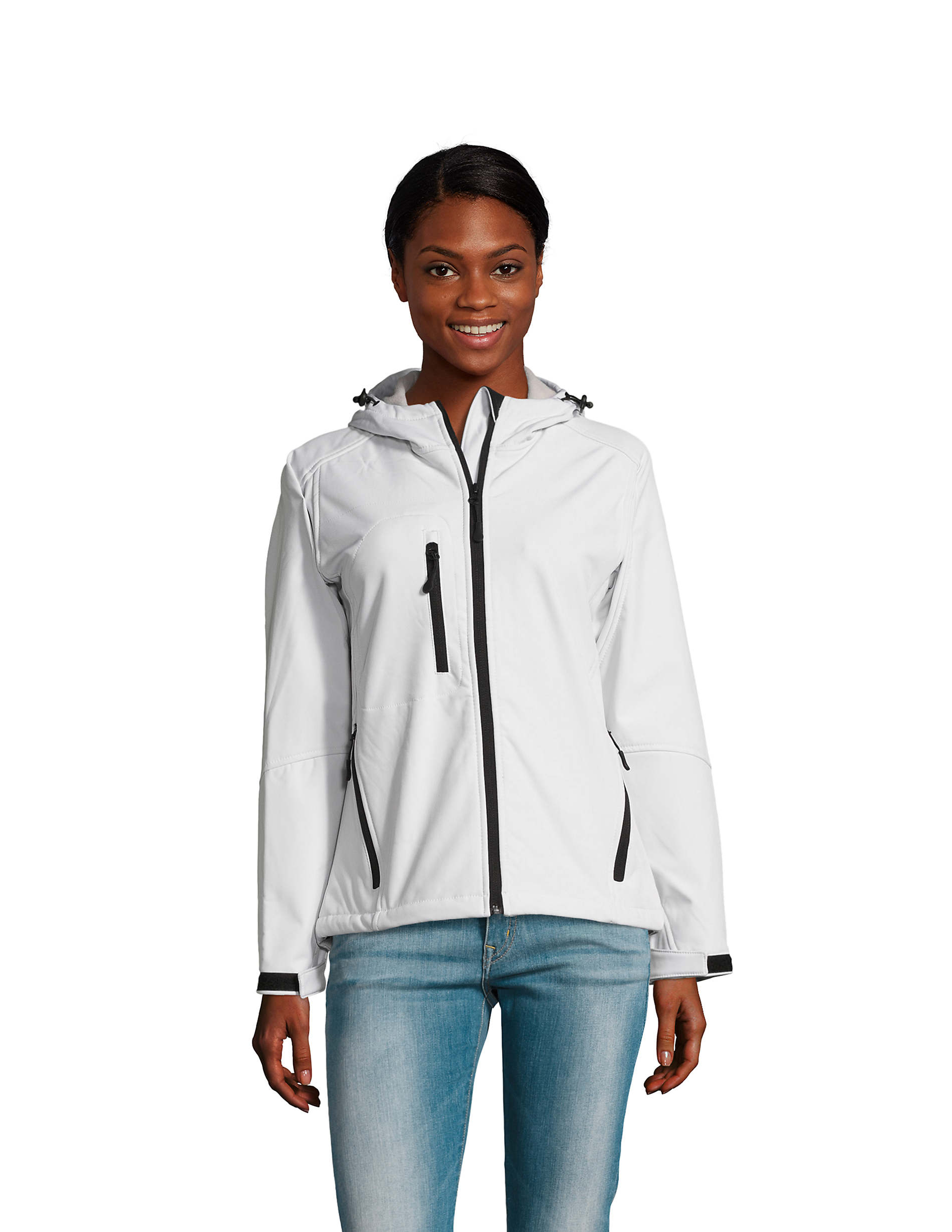 Veste à capuche promotionnelle softshell Femme Blanc 1